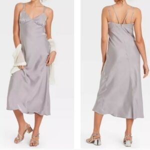 NWT Wild Fable Elegant Iridescent Gray Spaghetti Strap Dress